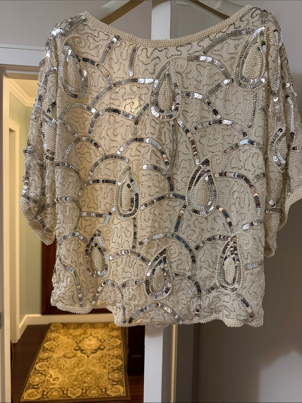 Embellished Beaded Cream Women's Top size S